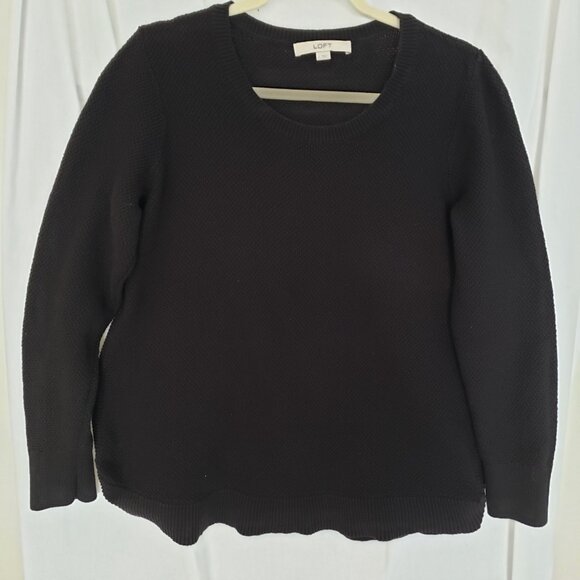 LOFT Sweaters - Woman Ann Taylor Loft Black Round Neck Long Sleeve Sweater Top Size L